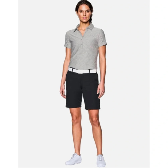 Under Armour Women’s Fitted Shorts Size 4 HeatGear Black Flat Front Pockets Golf - Picture 10 of 10